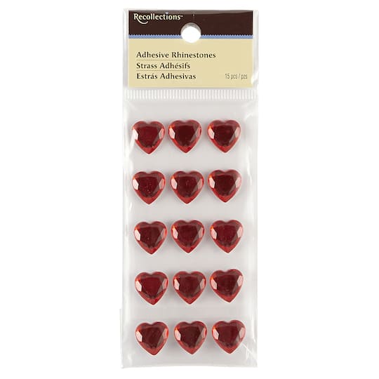 12 Packs: 15 ct. (180 total) Red Heart Adhesive Rhinestones by Recollections™